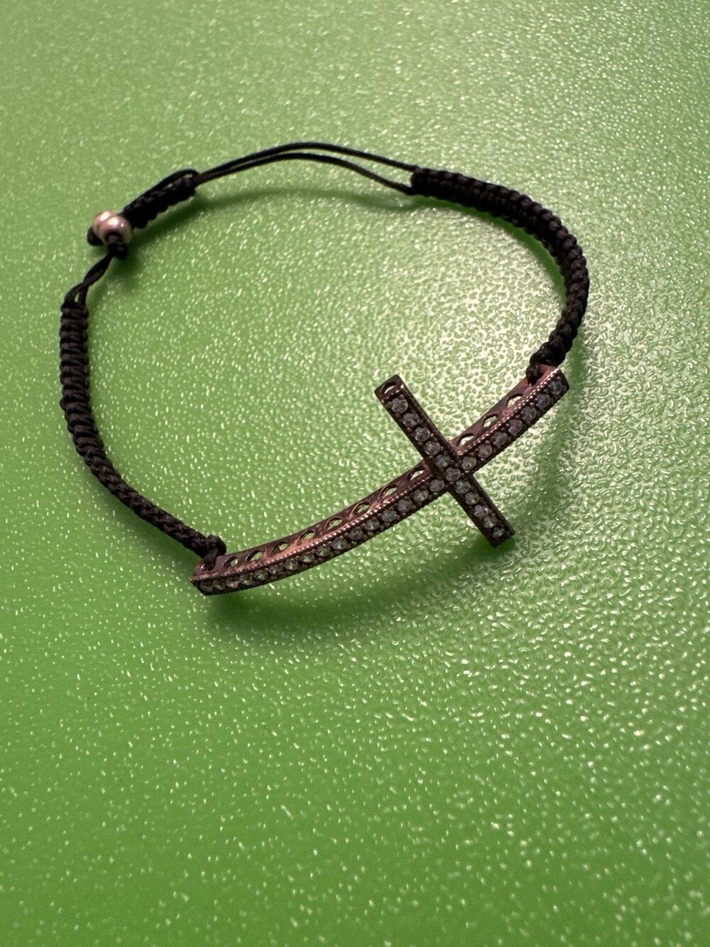 Cross Tie Bracelet Rose Gold Costume Jewelry Religious Goth